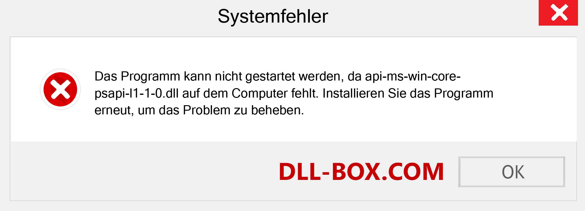 api-ms-win-core-psapi-l1-1-0.dll-Datei fehlt?. Download für Windows 7, 8, 10 - Fix api-ms-win-core-psapi-l1-1-0 dll Missing Error unter Windows, Fotos, Bildern